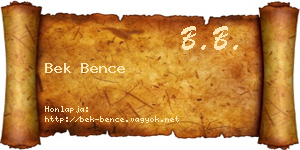 Bek Bence névjegykártya